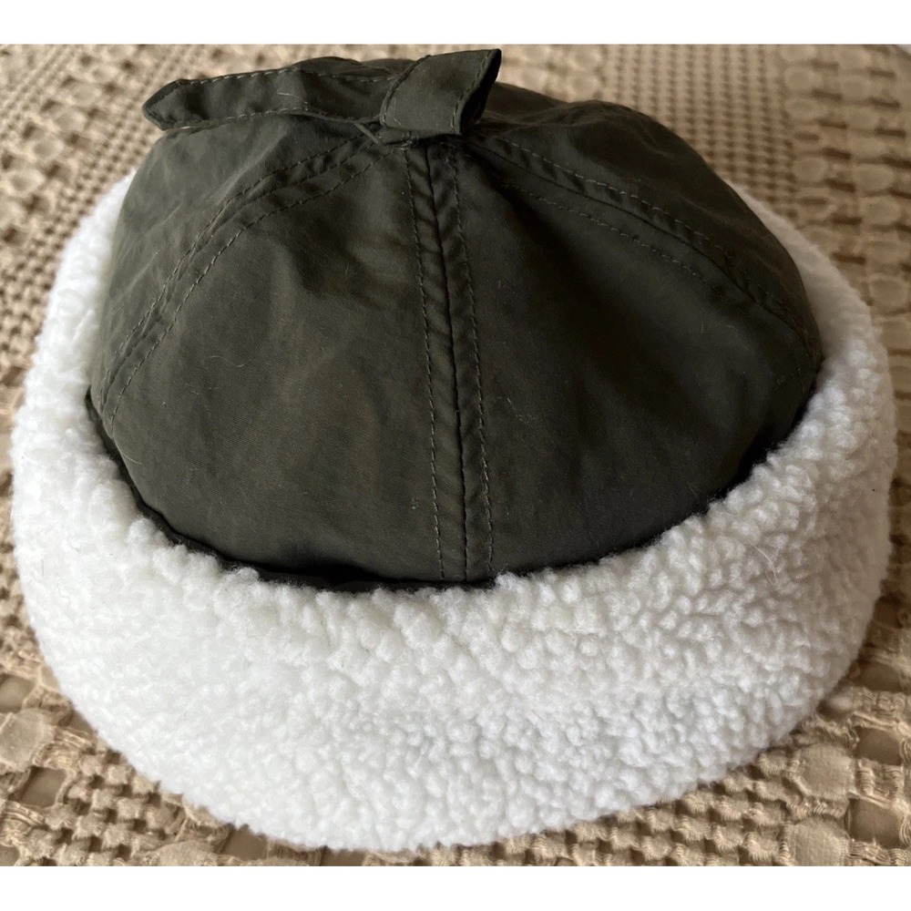 MAD BOMBER Olive Army Green Wool Shearling Trapper Bucket Hat/Cap Made In USA *M